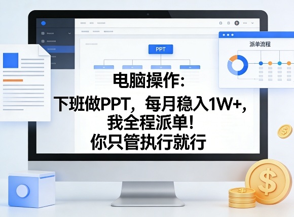 电脑操作：下班做PPT，每月稳入1W+，我全程派单！你只管执行就行【揭秘】-资源教程须哥