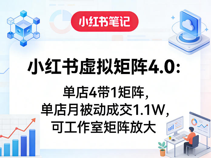 小红书虚拟矩阵4.0：单店4带1矩阵，单店月被动成交1.1W，可工作室矩阵放大-资源教程须哥