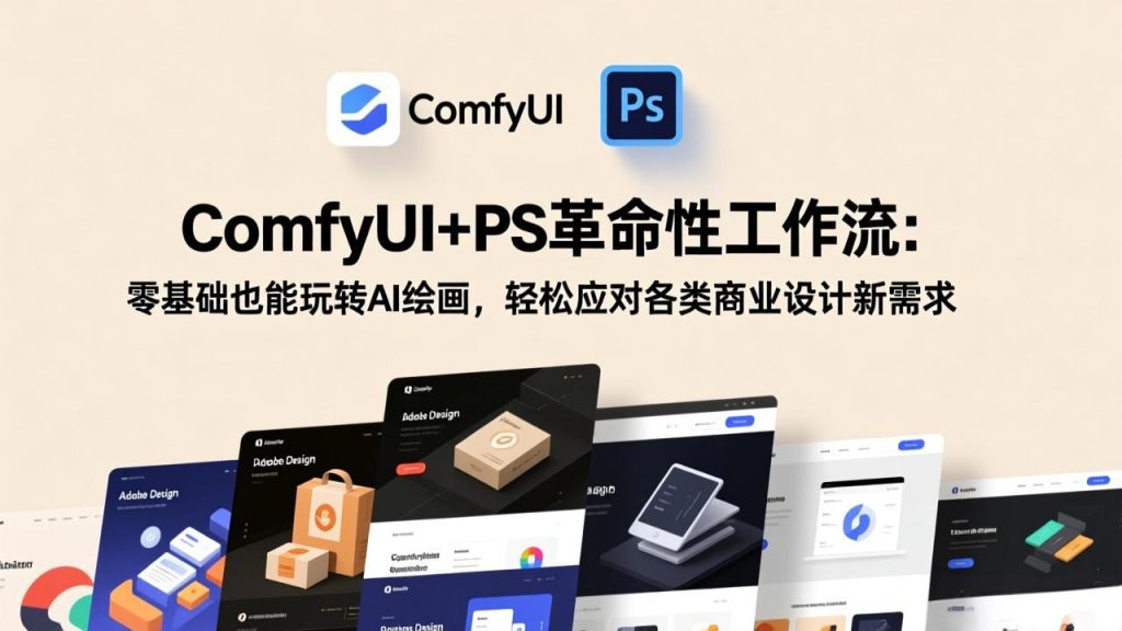 ComfyUI+PS革命性工作流：零基础也能玩转AI绘画，轻松应对各类商业设计新需求-资源教程须哥