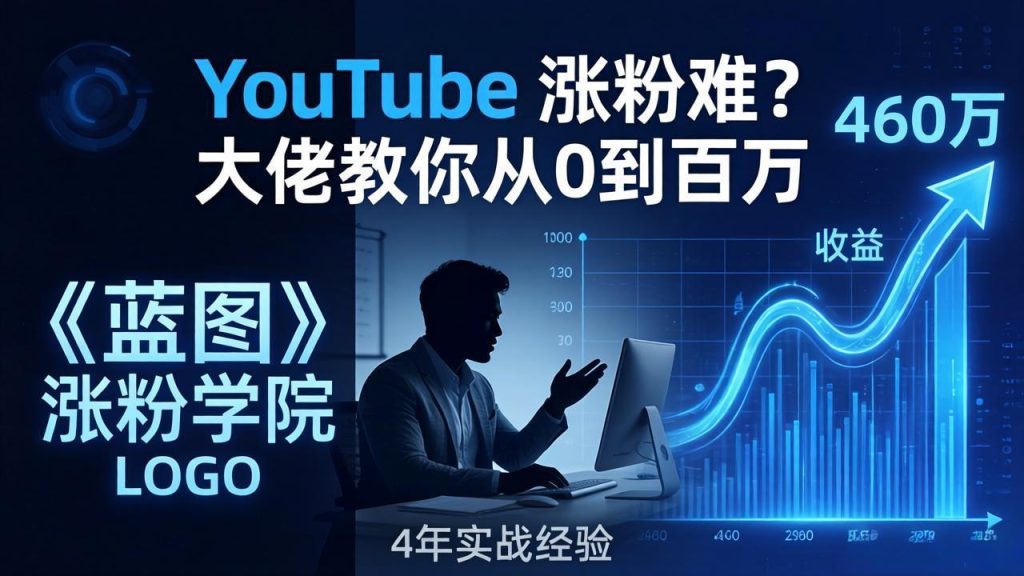 YouTube 涨粉难？《蓝图涨粉学院》：4 年赚 460 万的大佬教策略，从0到百万有路径！-资源教程须哥