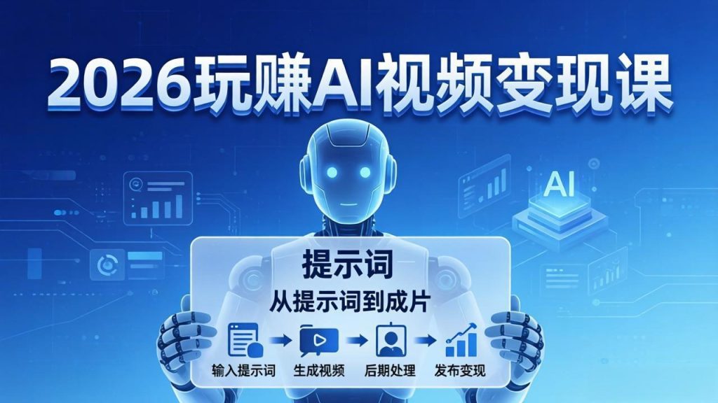 2026玩赚AI视频变现课：掌握 AI 视频全流程技能，从提示词到成片高效产出-资源教程须哥
