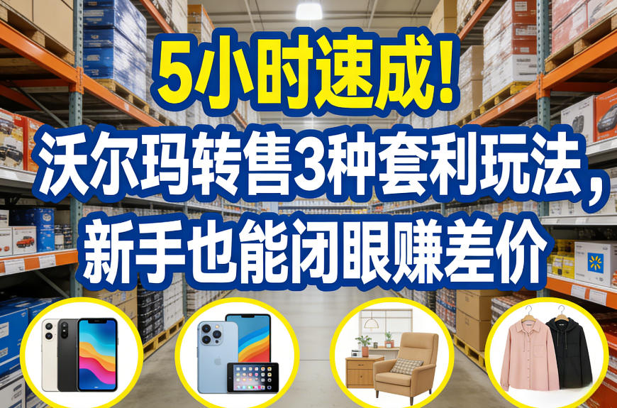 5小时速成！沃尔玛转售3种套利玩法，新手也能闭眼賺差价-资源教程须哥