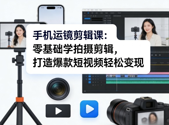 手机运镜剪辑课:零基础学拍摄剪辑,打造爆款短视频轻松变现-资源教程须哥