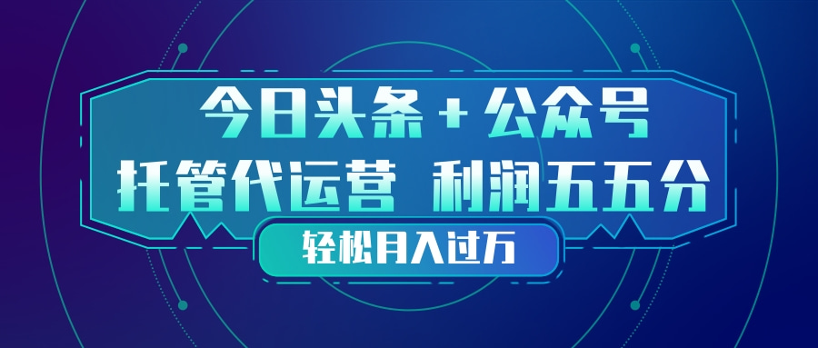 头条加公众号 托管代运营 利润分成模式 轻松月入过万-资源教程须哥