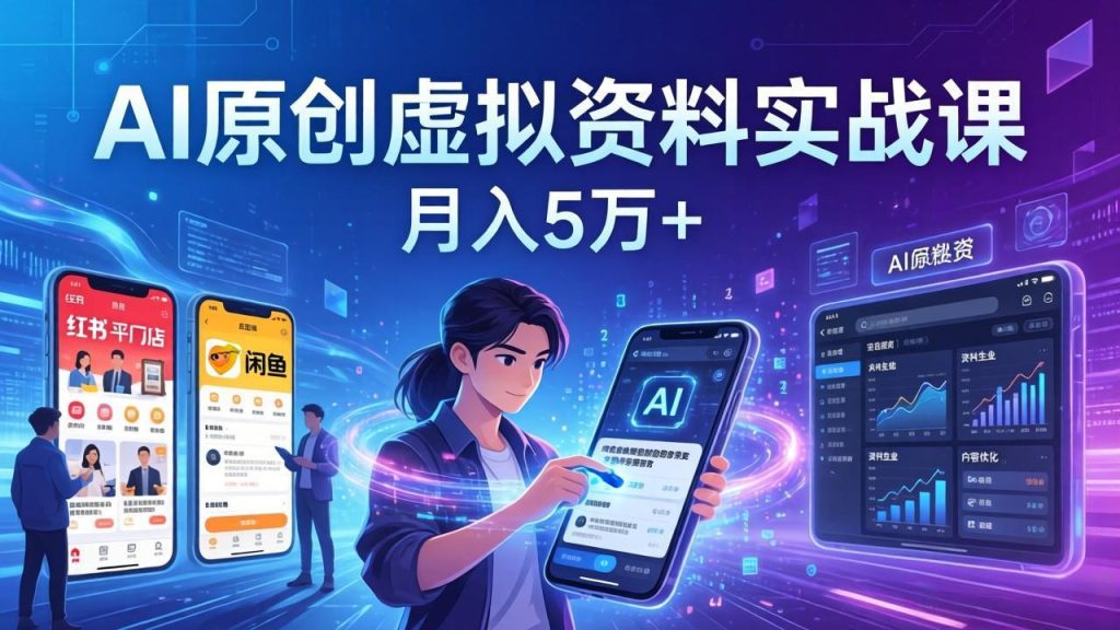 AI原创虚拟资料实战课：2026新机会，小红书闲鱼开店，普通人用AI轻松变现，月入5万+-资源教程须哥