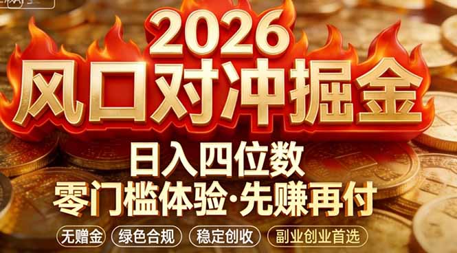 2026美金对冲套利，无赠金对冲策略保驾护航，低门槛易上手实操。单人单日收益2000+-资源教程须哥