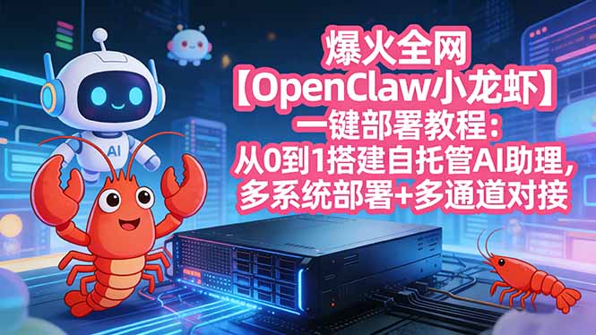 爆火全网【OpenClaw 小龙虾】一键部署教程：从0到1搭建自托管AI助理，多系统部署+多通道对接-资源教程须哥