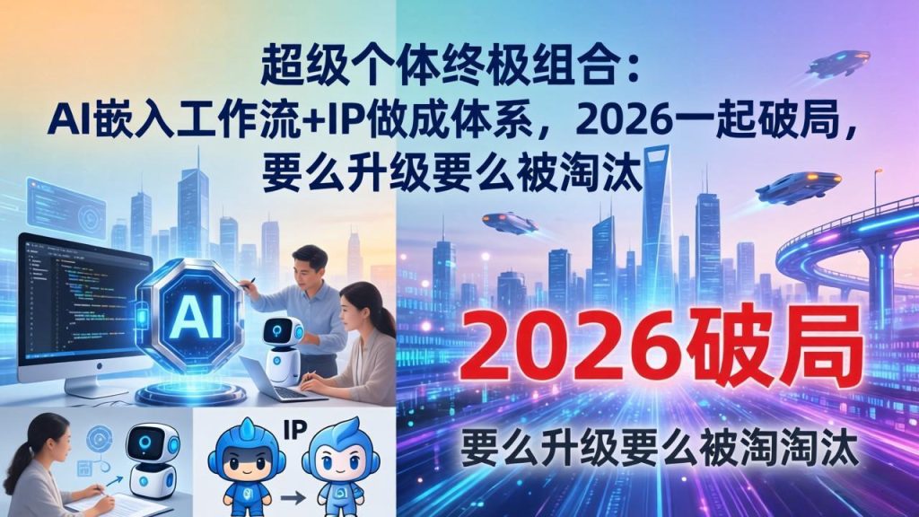 超级个体终极组合：AI嵌入工作流+IP做成体系，2026一起破局，要么升级要么被淘汰-资源教程须哥