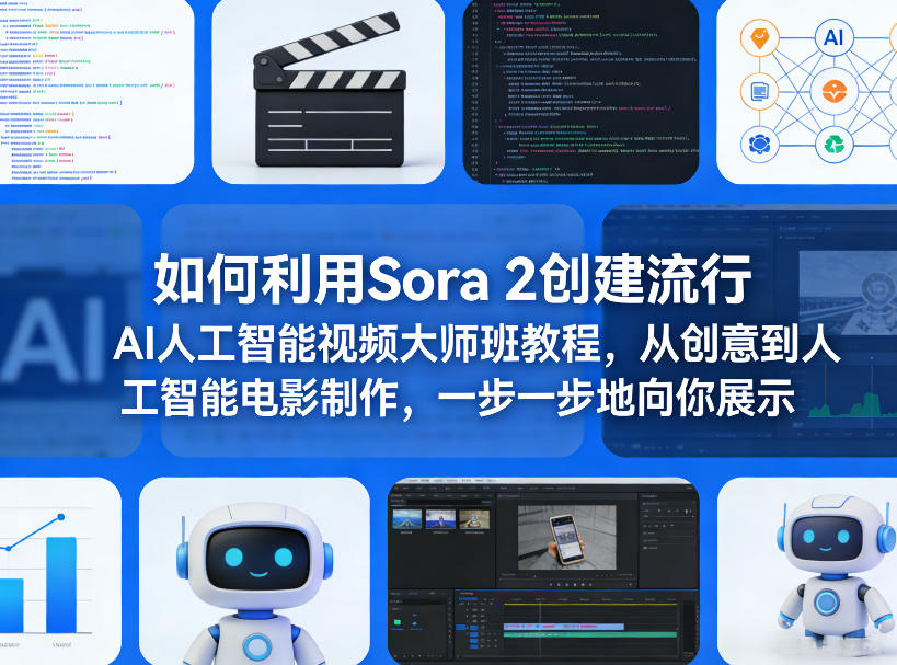 如何利用Sora 2创建流行AI人工智能视频大师班教程，从创意到人工智能电影制作，一步一步地向你展示-资源教程须哥