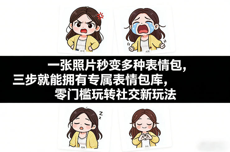 一张照片秒变多种表情包，三步就能拥有专属表情包库，零门槛玩转社交新玩法【文档】-资源教程须哥