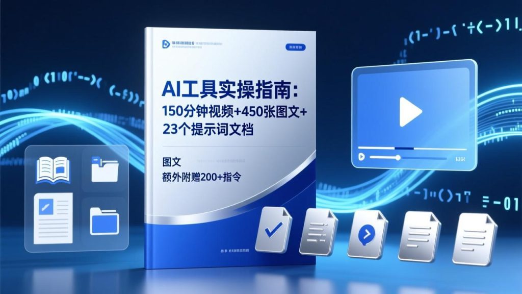 AI工具实操指南：150分钟视频+450张图文+23个提示词文档，额外附赠200+指令-资源教程须哥