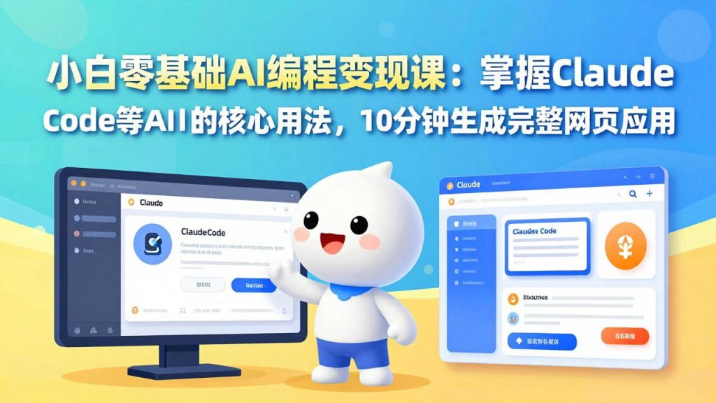 小白零基础AI编程变现课：掌握Claude Code等AI工具的核心用法，10分钟生成完整网页应用-资源教程须哥