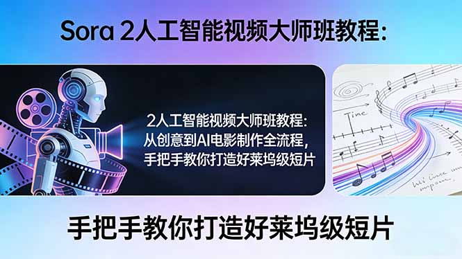Sora 2人工智能视频大师班教程：从创意到AI电影制作全流程，手把手教你打造好莱坞级短片-资源教程须哥