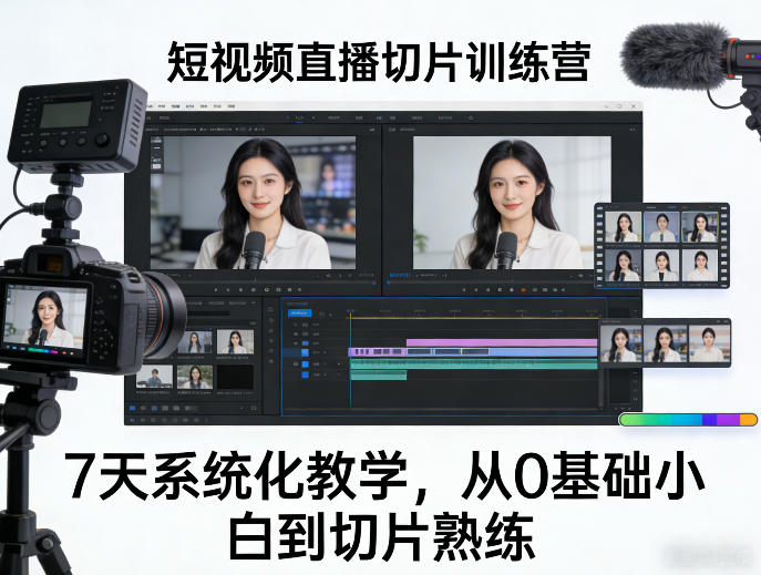 短视频直播切片训练营，7天系统化教学，从0基础小白到切片熟练-资源教程须哥