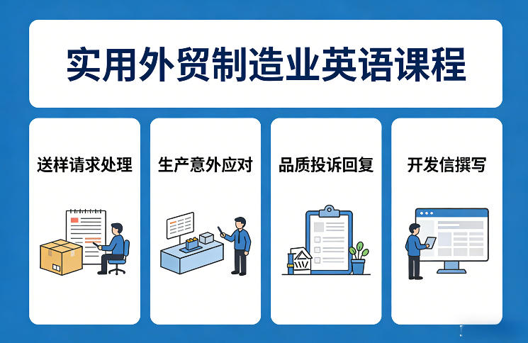实用外贸制造业英语课程，教你专业处理送样请求、应对生产意外、回复品质投诉、撰写开发信等-资源教程须哥