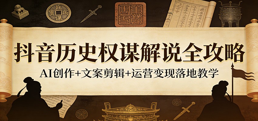 抖音历史权谋解说全攻略：AI创作+文案剪辑+运营变现落地教学-资源教程须哥