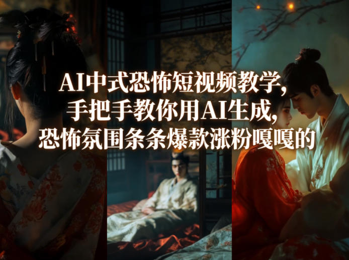 AI中式恐怖短视频教学，手把手教你用AI生成，恐怖氛围条条爆款涨粉嘎嘎的-资源教程须哥
