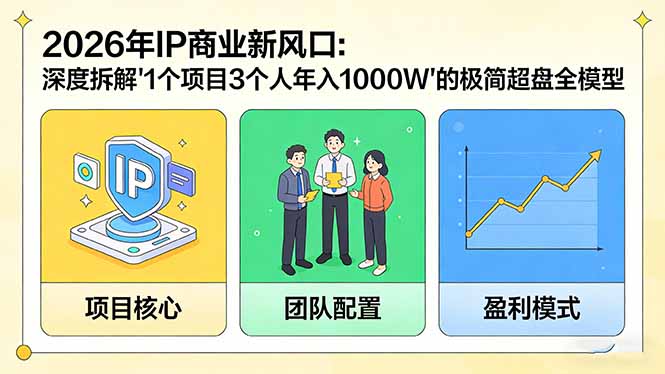 2026年IP商业新风口：深度拆解“1个项目3个人年入1000W”的极简超盘全模型-资源教程须哥