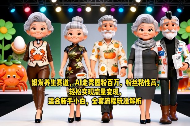 银发养生赛道，AI走秀圈粉百万，粉丝粘性高，轻松实现流量变现，适合新手小白，全套流程玩法解析-资源教程须哥