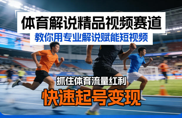 体育解说精品视频赛道，教你用专业解说赋能短视频，抓住体育流量红利，快速起号变现-资源教程须哥