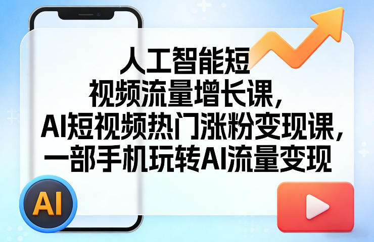 人工智能短视频流量增长课，AI短视频热门涨粉变现课，一部手机玩转AI流量变现-资源教程须哥