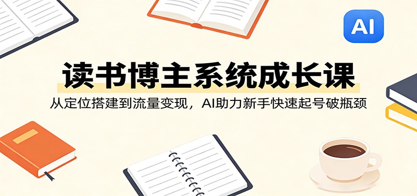 读书博主系统成长课：从定位搭建到流量变现，AI助力新手快速起号破瓶颈-资源教程须哥