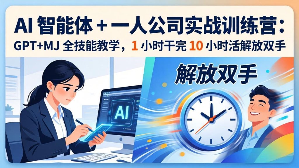 AI 智能体 + 一人公司实战训练营：GPT+MJ 全技能教学，1 小时干完 10 小时活解放双手-资源教程须哥
