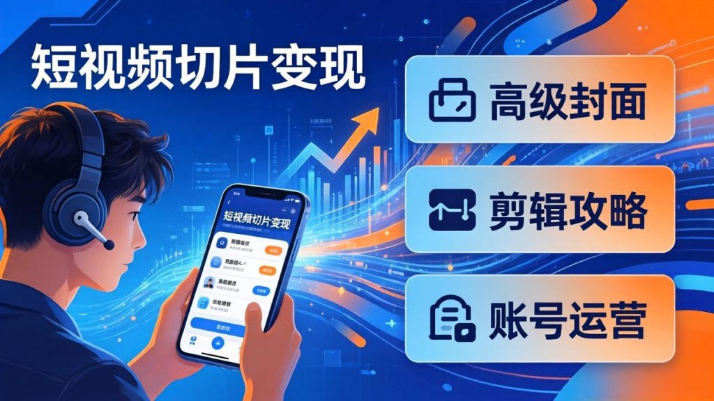 短视频切片变现速成班2.0：高级封面+剪辑攻略+账号运营，0基础小白快速入局副业-资源教程须哥