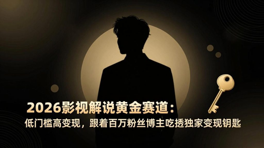 2026影视解说黄金赛道:低门槛高变现,跟着百万粉丝博主吃透独家变现钥匙-资源教程须哥