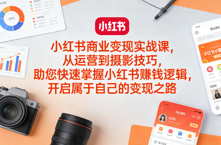 小红书商业变现实战课，从运营到摄影技巧，助您快速掌握小红书賺钱逻辑，开启属于自己的变现之路-资源教程须哥