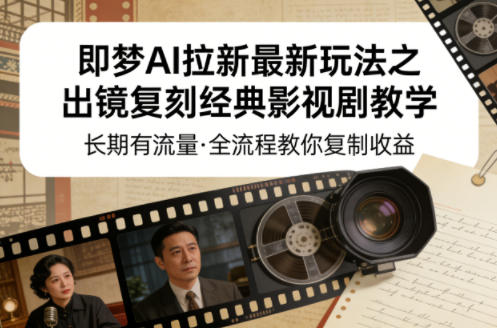 即梦AI拉新最新玩法之出镜复刻经典影视剧教学，长期有流量，全流程教你复制收益-资源教程须哥