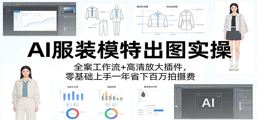 AI服装模特出图实操：全案工作流+ 高清放大插件，零基础上手一年省下百万拍摄费-资源教程须哥