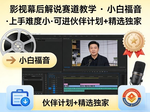 某大佬的影视幕后解说赛道教学，小白福音，上手难度小，可进伙伴计划+精选独家-资源教程须哥