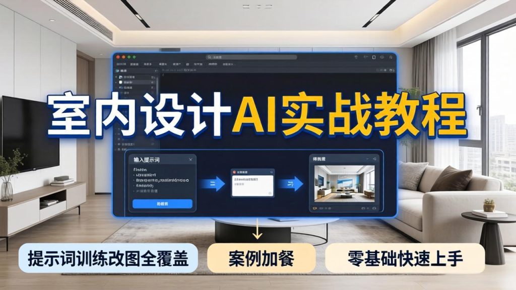 2026室内设计AI实战教程，提示词训练改图全覆盖，搭配案例加餐，零基础也能快速上手-资源教程须哥