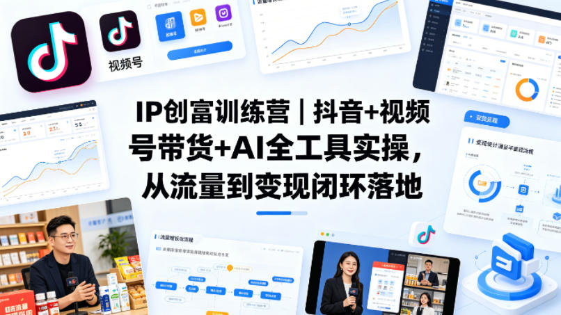 IP创富训练营｜抖音+视频号带货+AI全工具实操，从流量到变现闭环落地-资源教程须哥