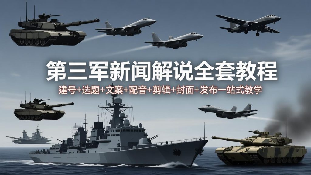 第三军迷新闻解说全套教程：建号+选题+文案+配音+剪辑+封面+发布一站式教学-资源教程须哥