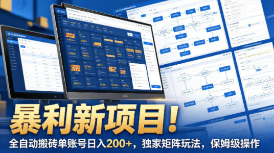 暴利新项目！全自动搬砖单账号日入200+，独家矩阵玩法，保姆级操作【揭秘】-资源教程须哥