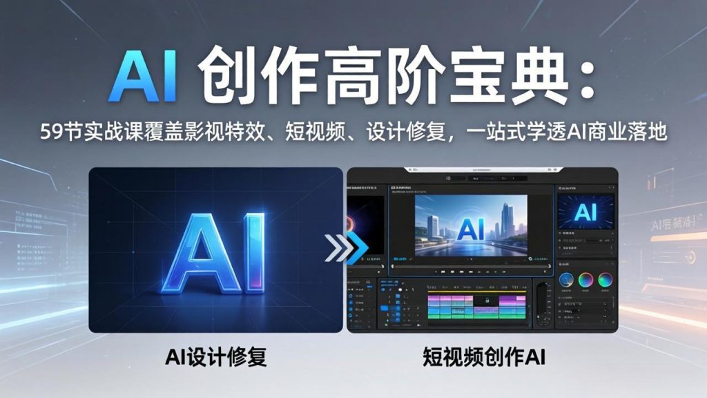 AI 创作高阶宝典：59节实战课覆盖影视特效、短视频、设计修复，一站式学透AI商业落地-资源教程须哥