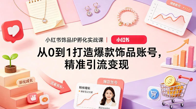 小红书饰品IP孵化实战课｜从0到1打造爆款饰品账号，精准引流变现-资源教程须哥