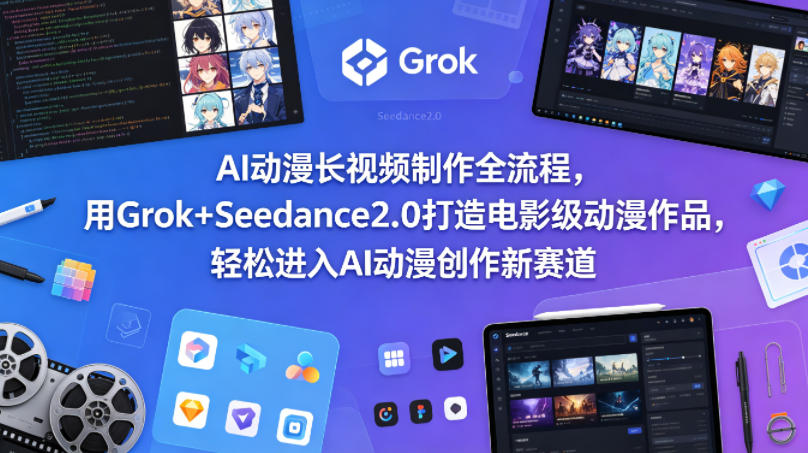 AI动漫长视频制作全流程，用Grok+Seedance2.0打造电影级动漫作品，轻松进入AI动漫创作新赛道-资源教程须哥