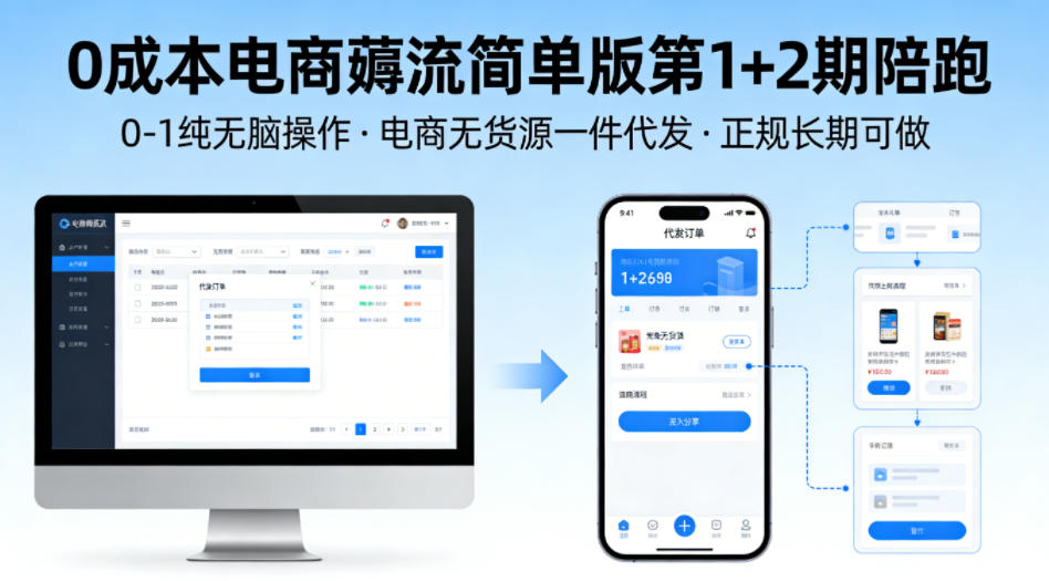0成本电商薅流简单版第1+2期陪跑，0-1纯无脑操作，电商无货源一件代发，正规长期可做-资源教程须哥