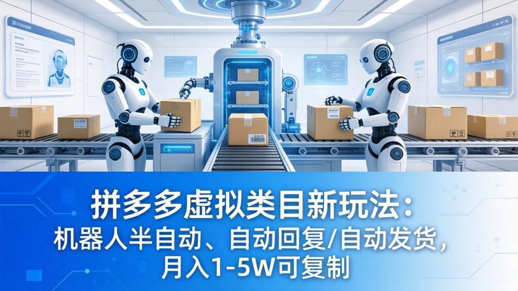 拼多多虚拟类目新玩法：机器人半自动、自动回复 /自动发货，月入 1-5W 可复制-资源教程须哥