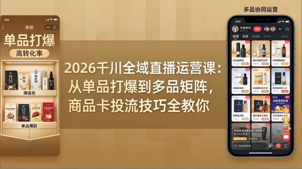 2026千川全域直播运营课：从单品打爆到多品矩阵，商品卡投流技巧全教你-资源教程须哥
