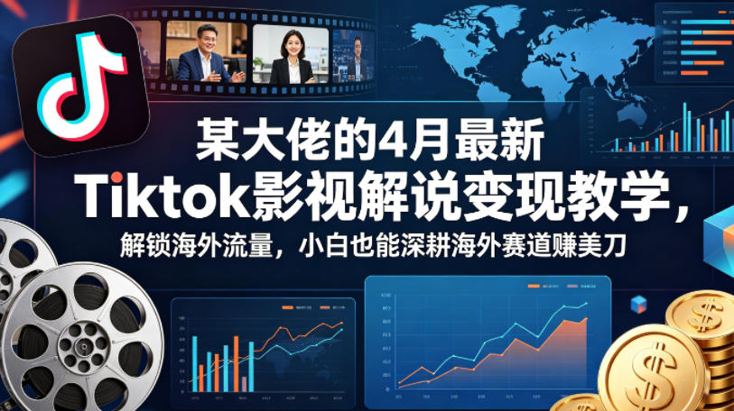 某大佬的4月最新Tiktok影视解说变现教学，解锁海外流量，小白也能深耕海外赛道賺美刀-资源教程须哥