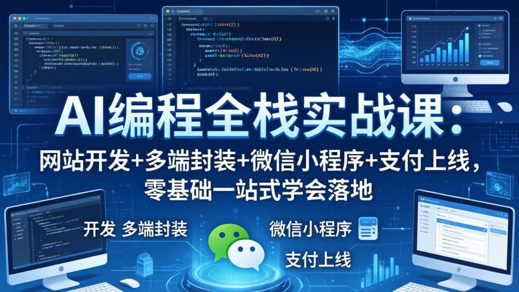 AI编程全栈实战课：网站开发+多端封装+微信小程序+支付上线，零基础一站式学会落地-资源教程须哥