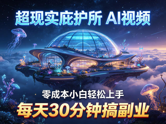 超现实庇护所AI视频项目拆解，零成本小白轻松上手，每天30分钟搞副业-资源教程须哥