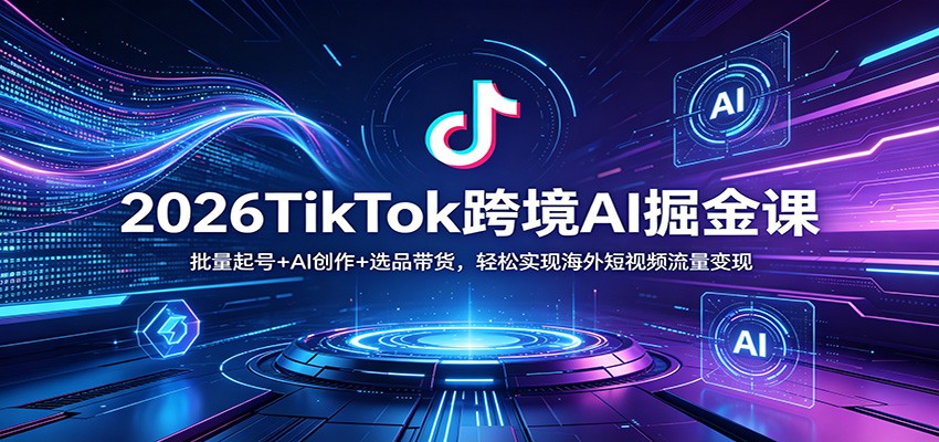 2026TikTok跨境AI掘金课：批量起号+AI创作+选品带货，轻松实现海外短视频流量变现-资源教程须哥