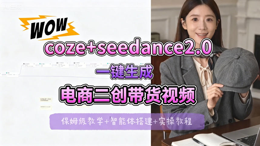 【Coze工作流搭建实操教程】seedance2.0+coze一键生成电商二创带货视频，全流程保姆级教学-资源教程须哥