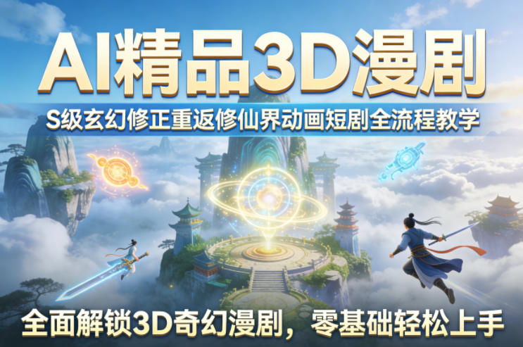AI精品3D漫剧S级玄幻修正重返修仙界动画短剧全流程教学，全面解锁3D奇幻漫剧，零基础轻松上手-资源教程须哥