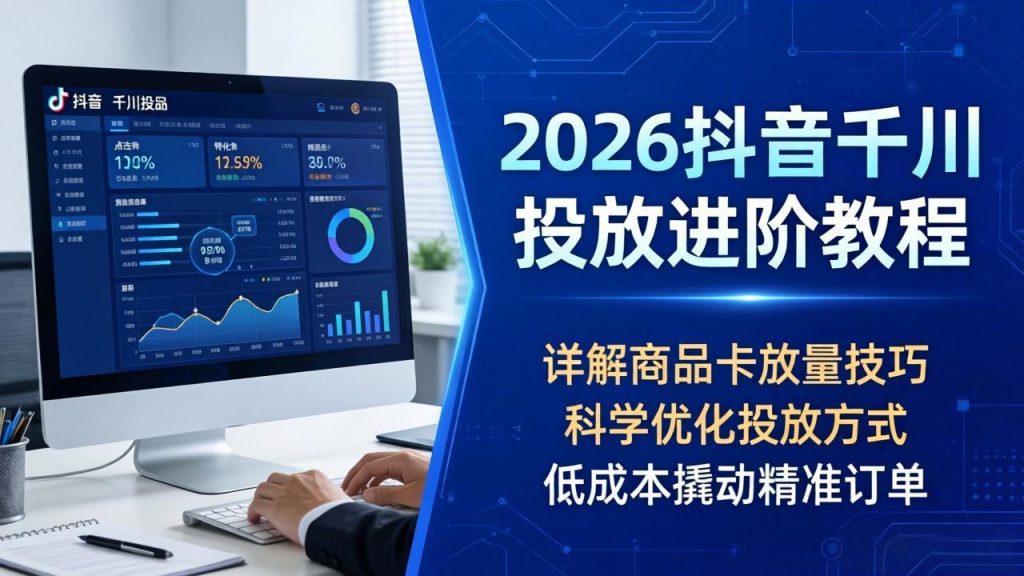 2026抖音千川投放进阶教程，详解商品卡放量技巧，科学优化投放方式，低成本撬动精准订单-资源教程须哥